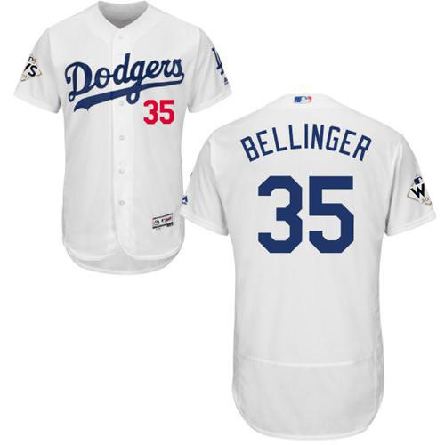 Men's Los Angeles Dodgers #35 Cody Bellinger White Flexbase Authentic Collection 2017 World Series Bound Stitched MLB Jersey