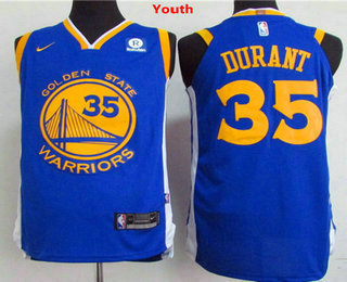 Youth Golden State Warriors #35 Kevin Durant Royal Blue 2017-2018 Nike Swingman Rakuten Stitched NBA Jersey