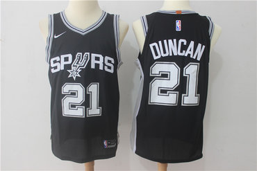 Men's San Antonio Spurs #21 Tim Duncan Black 2017-2018 Nike Swingman Stitched NBA Jersey