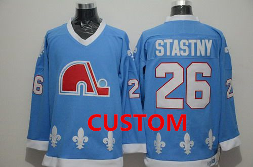 Custom Men's Quebec Nordiques Light Blue CCM Vintage Throwback Jersey