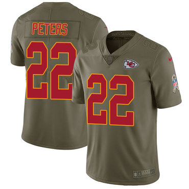 Nike Kansas City Chiefs #22 Marcus Peters Olive Men's Stitched NFL Limited 2017 Salute to Service Jersey