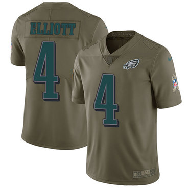 Nike Philadelphia Eagles #4 Jake Elliott Olive Men's Stitched NFL Limited 2017 Salute To Service Jersey