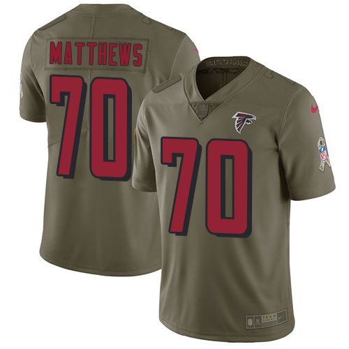 Nike Atlanta Falcons #70 Jake Matthews Olive Men's Stitched NFL Limited 2017 Salute To Service Jersey