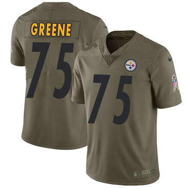 Nike Pittsburgh Steelers #75 Joe Greene Olive Men's Stitched NFL Limited 2017 Salute to Service Jersey