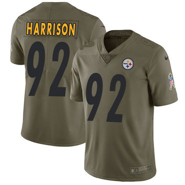 Nike Pittsburgh Steelers #92 James Harrison Olive Men's Stitched NFL Limited 2017 Salute to Service Jersey