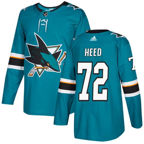 Adidas Sharks #72 Tim Heed Teal Home Authentic Stitched NHL Jersey