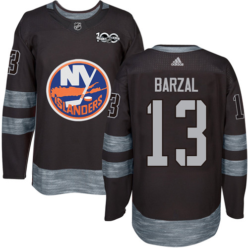 Adidas Islanders #13 Mathew Barzal Black 1917-2017 100th Anniversary Stitched NHL Jersey