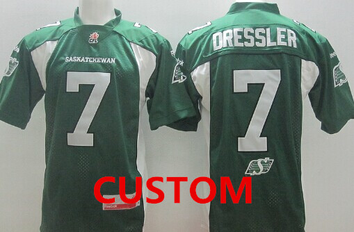 CFL Saskatchewan Roughriders Custom r Green Jersey