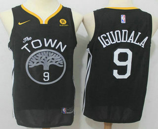 Men's Golden State Warriors #9 Andre Iguodala Black 2017-2018 Nike Swingman Rakuten Stitched NBA Jersey