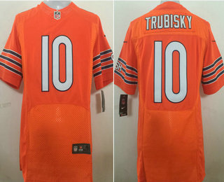 Men's Chicago Bears #10 Mitchell Trubisky Orange Alternate Stitched NFL Nike Elite Jersey