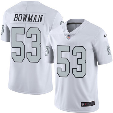 Nike Raiders #53 NaVorro Bowman White Men's Stitched NFL Limited Rush Jersey