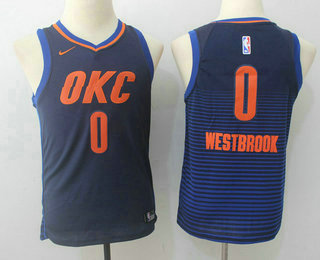 Youth Oklahoma City Thunder #0 Russell Westbrook Navy Blue 2017-2018 Nike Swingman Stitched NBA Jersey