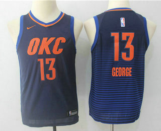 Youth Oklahoma City Thunder #13 Paul George Navy Blue 2017-2018 Nike Swingman Stitched NBA Jersey