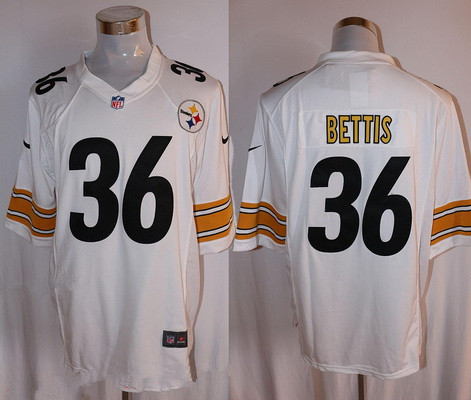 Men's Pittsburgh Steelers #36 Jerome Bettis Retired White Road Stitched NFL Nike Game Jersey