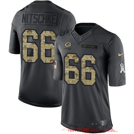 Men's Green Bay Packers #66 Ray Nitschke Black Anthracite 2016 Salute To Service Stitched NFL Nike Limited Jersey