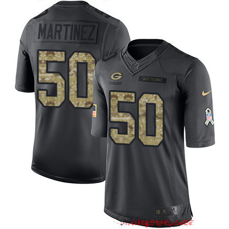 Men's Green Bay Packers #50 Blake Martinez Black Anthracite 2016 Salute To Service Stitched NFL Nike Limited Jersey