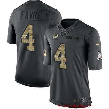 Men's Green Bay Packers #4 Brett Favre Black Anthracite 2016 Salute To Service Stitched NFL Nike Limited Jersey