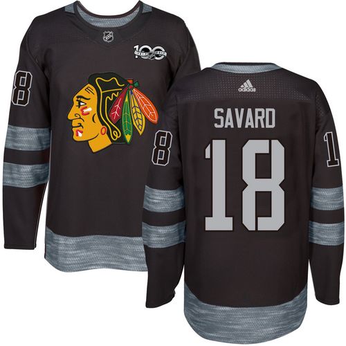 Blackhawks #18 Denis Savard Black 1917-2017 100th Anniversary Stitched NHL Jersey