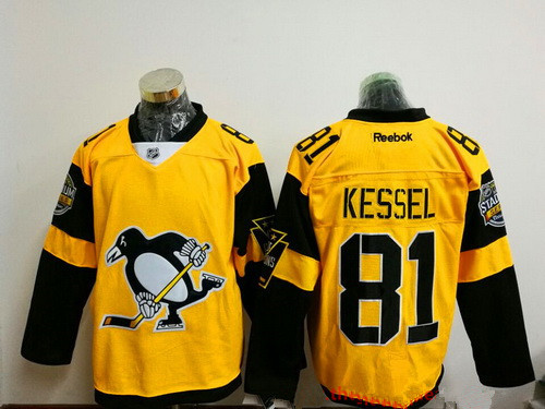 Men's Pittsburgh Penguins #81 Phil Kessel Yellow 2017 Stadium Series Stitched NHL Reebok Hockey Jersey