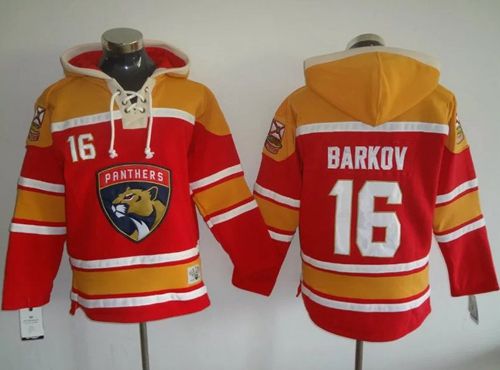 Panthers #16 Aleksander Barkov Red Gold Sawyer Hooded Sweatshirt Stitched NHL Jersey