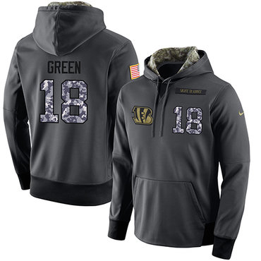 NFL Men's Nike Cincinnati Bengals #18 A.J. Green Stitched Black Anthracite Salute to Service Player Performance Hoodie