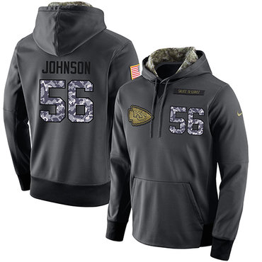 NFL Men's Nike Kansas City Chiefs #56 Derrick Johnson Stitched Black Anthracite Salute to Service Player Performance Hoodie