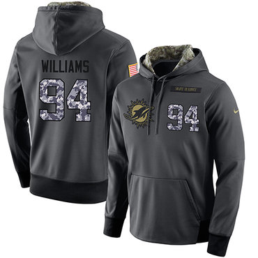 NFL Men's Nike Miami Dolphins #94 Mario Williams Stitched Black Anthracite Salute to Service Player Performance Hoodie