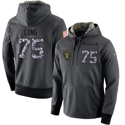 NFL Men's Nike Oakland Raiders #75 Howie Long Stitched Black Anthracite Salute to Service Player Performance Hoodie