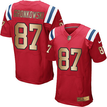 Nike Patriots #87 Rob Gronkowski Red Alternate Men's Stitched NFL Elite Gold Jersey