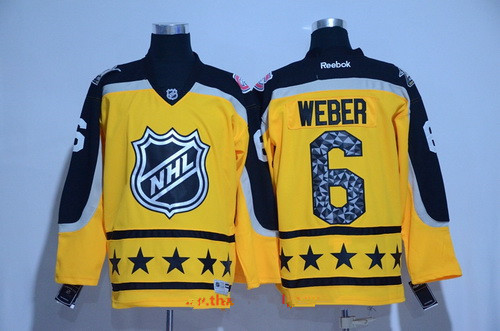 Men's Atlantic Division Montreal Canadiens #6 Shea Weber Reebok Yellow 2017 NHL All-Star Stitched Ice Hockey Jersey