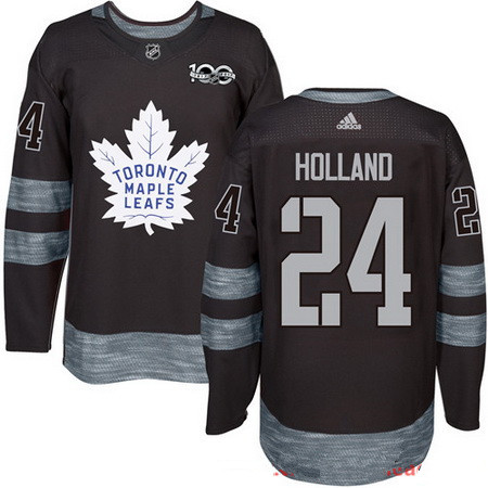 Men's Toronto Maple Leafs #24 Peter Holland Black 100th Anniversary Stitched NHL 2017 adidas Hockey Jersey