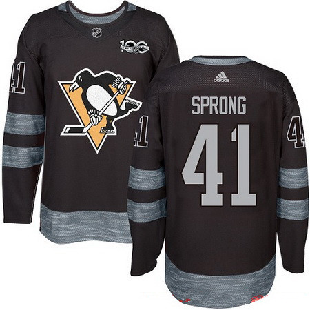 Men's Pittsburgh Penguins #41 Daniel Sprong Black 100th Anniversary Stitched NHL 2017 adidas Hockey Jersey