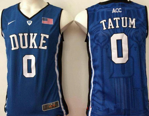 Men's Duke Blue Devils #0 Jayson Tatum Royal Blue College Basketball Stitched Nike Swingman Jersey