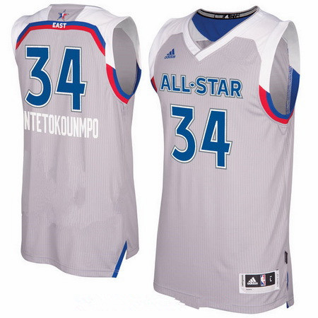 Men's Eastern Conference Milwaukee Bucks #34 Giannis Antetokounmpo adidas Gray 2017 NBA All-Star Game Swingman Jersey