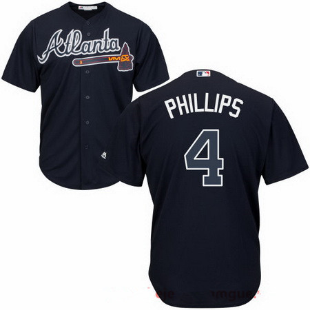 Men's Atlanta Braves #4 Brandon Phillips Navy Blue Stitched MLB Majestic Cool Base Jersey