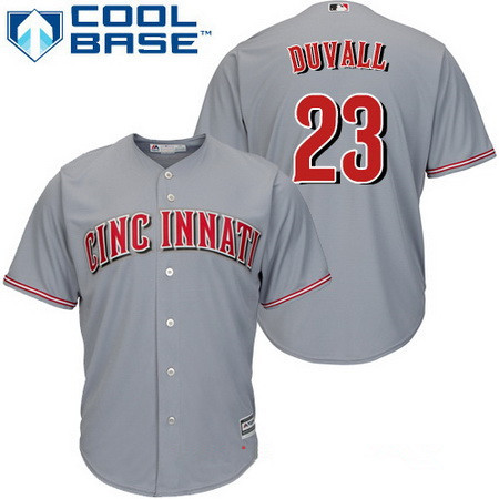 Men's Cincinnati Reds #23 Adam Duvall Gray Road Stitched MLB Majestic Cool Base Jersey