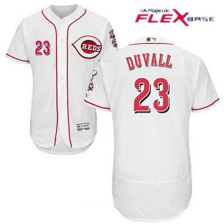 Men's Cincinnati Reds #23 Adam Duvall White Home Stitched MLB Majestic Flex Base Jersey