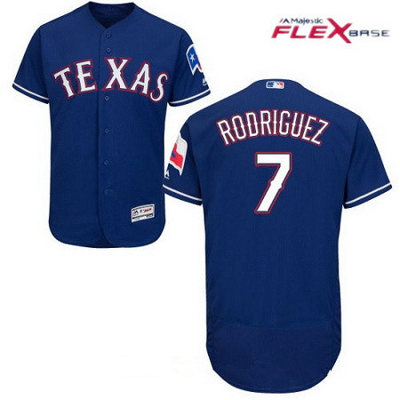 Men's Texas Rangers #7 Ivan Rodriguez Retired Royal Blue Stitched MLB Majestic Flex Base Jersey