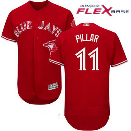 Men's Toronto Blue Jays #11 Kevin Pillar Red Stitched MLB 2017 Majestic Flex Base Jersey