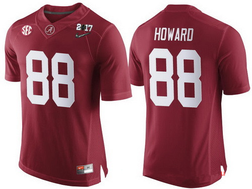 Men's Alabama Crimson Tide #88 O.J. Howard Red 2017 Championship Game Patch Stitched CFP Nike Limited Jersey