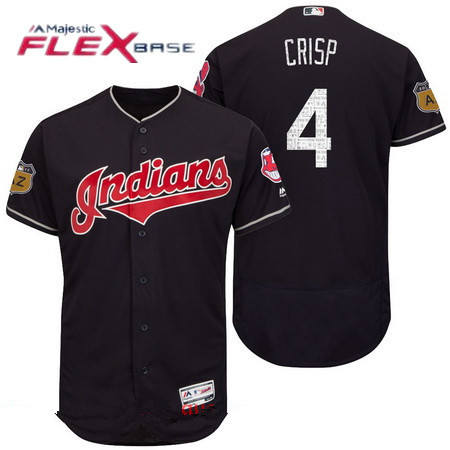 Men's Cleveland Indians #4 Coco Crisp Navy Blue 2017 Spring Training Stitched MLB Majestic Flex Base Jersey