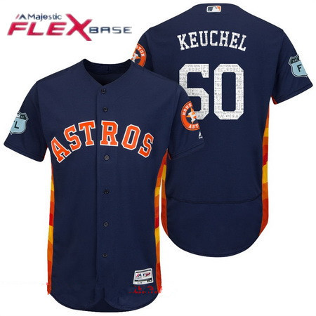 Men's Houston Astros #50 Dallas Keuchel Navy Blue 2017 Spring Training Stitched MLB Majestic Flex Base Jersey