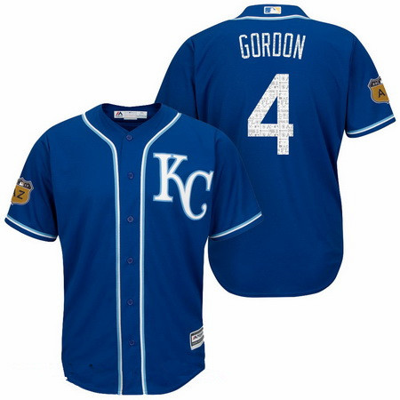 Men's Kansas City Royals #4 Alex Gordon Royal Blue 2017 Spring Training Stitched MLB Majestic Cool Base Jersey