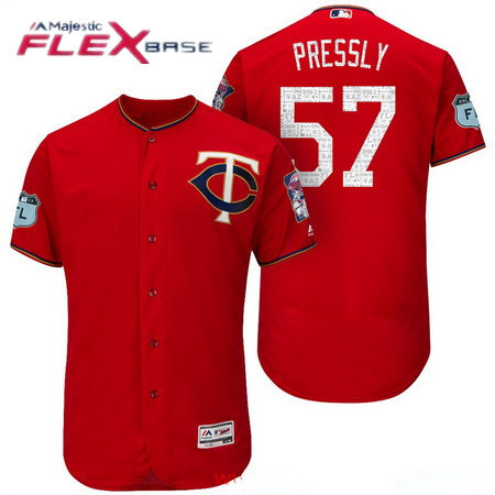 Men's Minnesota Twins #57 Ryan Pressly Red 2017 Spring Training Stitched MLB Majestic Flex Base Jersey