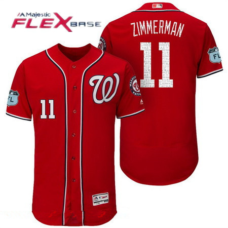 Men's Washington Nationals #11 Ryan Zimmerman Red 2017 Spring Training Stitched MLB Majestic Flex Base Jersey