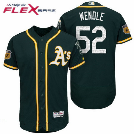 Men's Oakland Athletics #52 Joey Wendle Green 2017 Spring Training Stitched MLB Majestic Flex Base Jersey