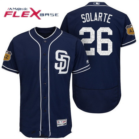 Men's San Diego Padres #26 Yangervis Solarte Navy Blue 2017 Spring Training Stitched MLB Majestic Flex Base Jersey