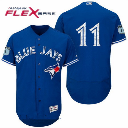 Men's Toronto Blue Jays #11 Kevin Pillar Blue No Name 2017 Spring Training Stitched MLB Majestic Flex Base Jersey