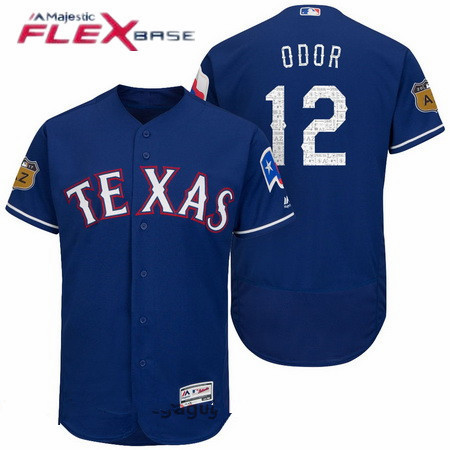 Men's Texas Rangers #12 Rougned Odor Royal Blue 2017 Spring Training Stitched MLB Majestic Flex Base Jersey