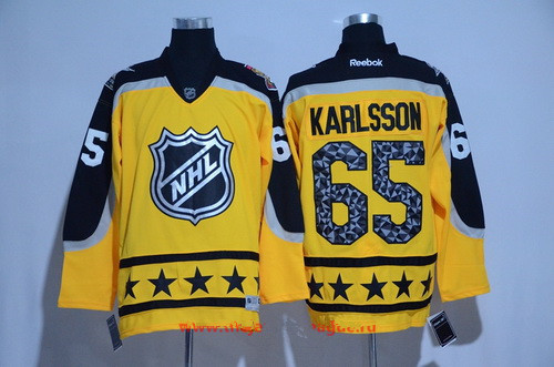 Men's Atlantic Division Ottawa Senators #65 Erik Karlsson Reebok Yellow 2017 NHL All-Star Stitched Ice Hockey Jersey